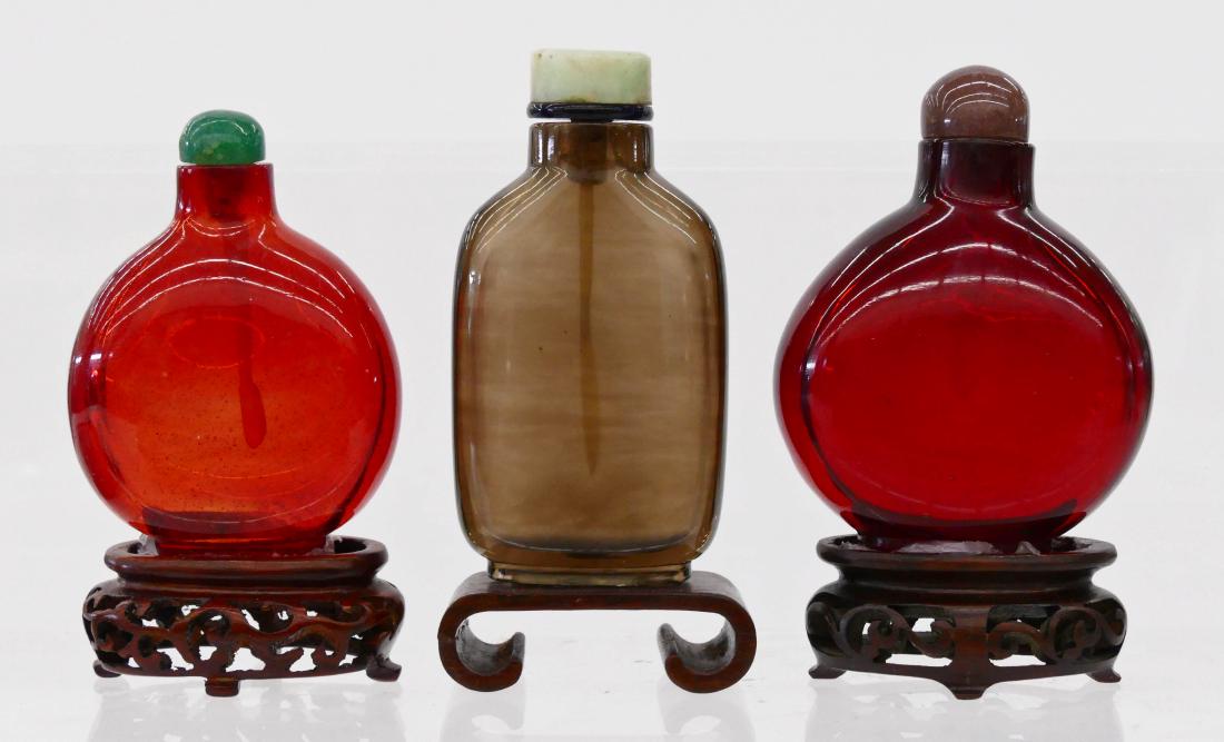 3pc Chinese Clear Peking Glass Snuff Bottles. Includes (1 of 1)