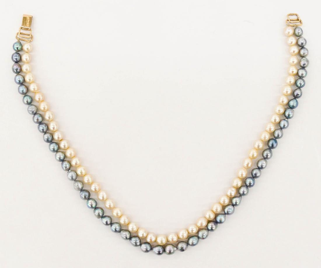 Ming's 14k Pearl Double Strand Necklace 14''. Comes (1 of 3)