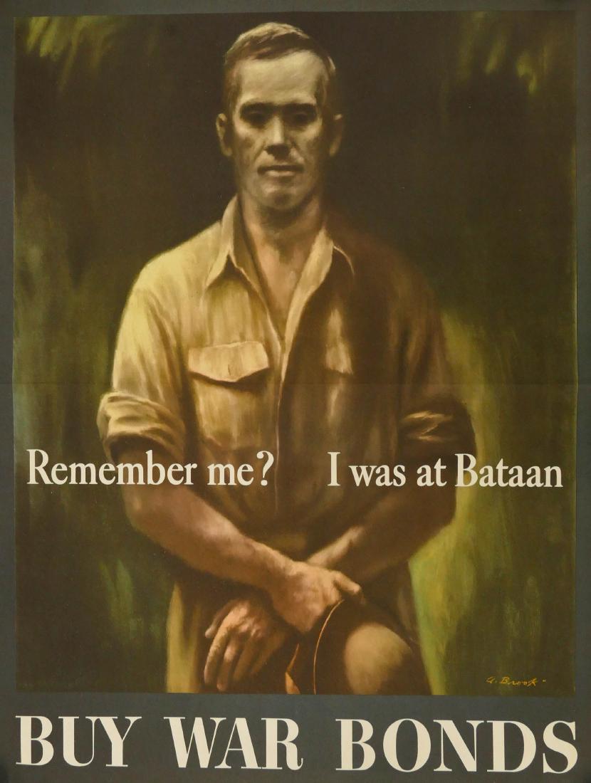 3pc WWII Remember Me? I Was at Bataan War Bond Posters: 3pc WWII Remember Me? I Was at Bataan War Bond Posters 28''x21'' Each. Alexander Brook artist. Strong color with light roll creases. Excellent condition. From a large estate collection of WWII posters