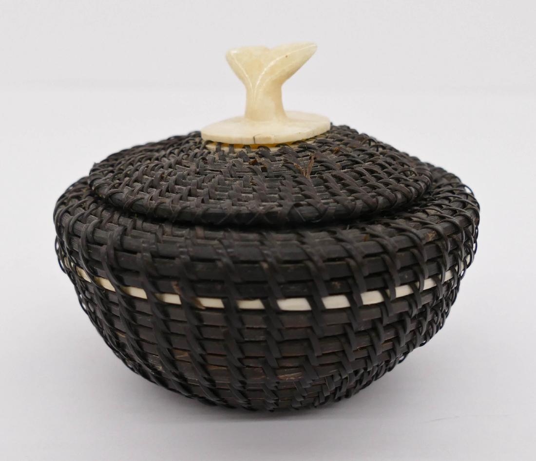 Old Alaskan Eskimo Baleen Basket 3''x4''. Finely Woven