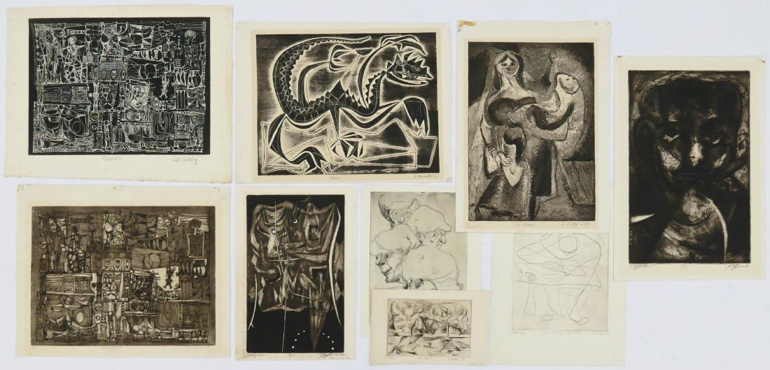 9pc American Modernist Drypoint Etchings. Includes work (1 of 2)