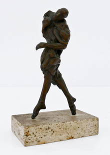 Jack Zajac (b.1929 California) ''Metamorphosis'' Bronze: Jack Zajac (b.1929 California) ''Metamorphosis'' Bronze Sculpture 9''x6''. An early abstract bronze figure on stone base. Signed on verso. Overall excellent condition.