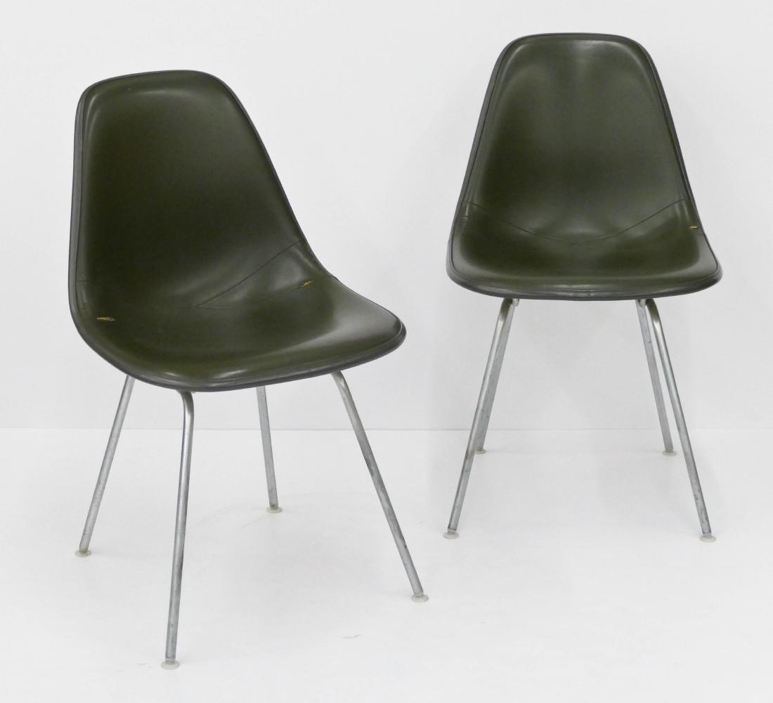 Pair Eames DKX-1 Green Chairs 32.5''x19''x17'' Each. (1 of 2)