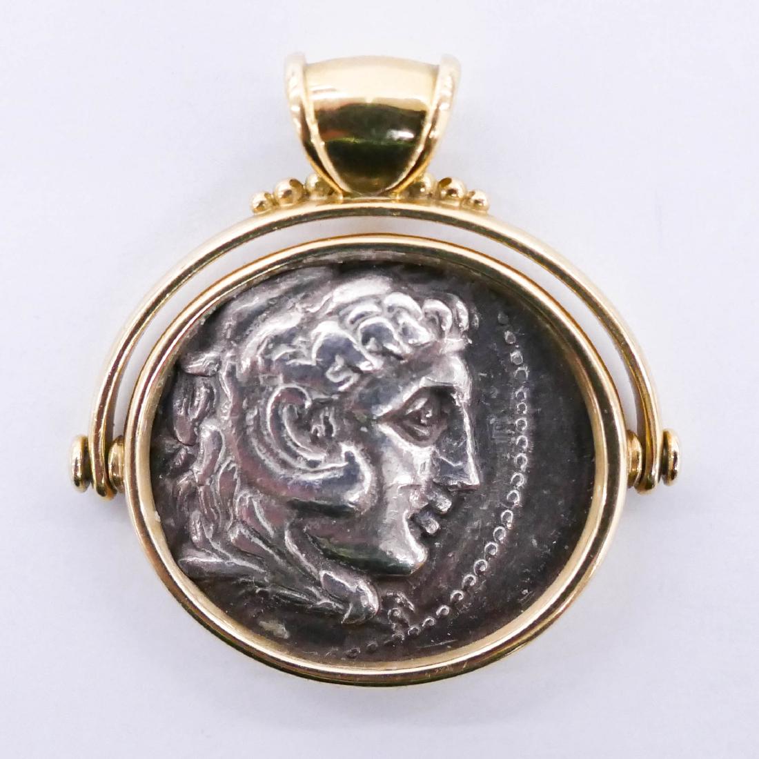Ancient Greece 18k Mounted Tetradrachm Coin Pendant (1 of 2)