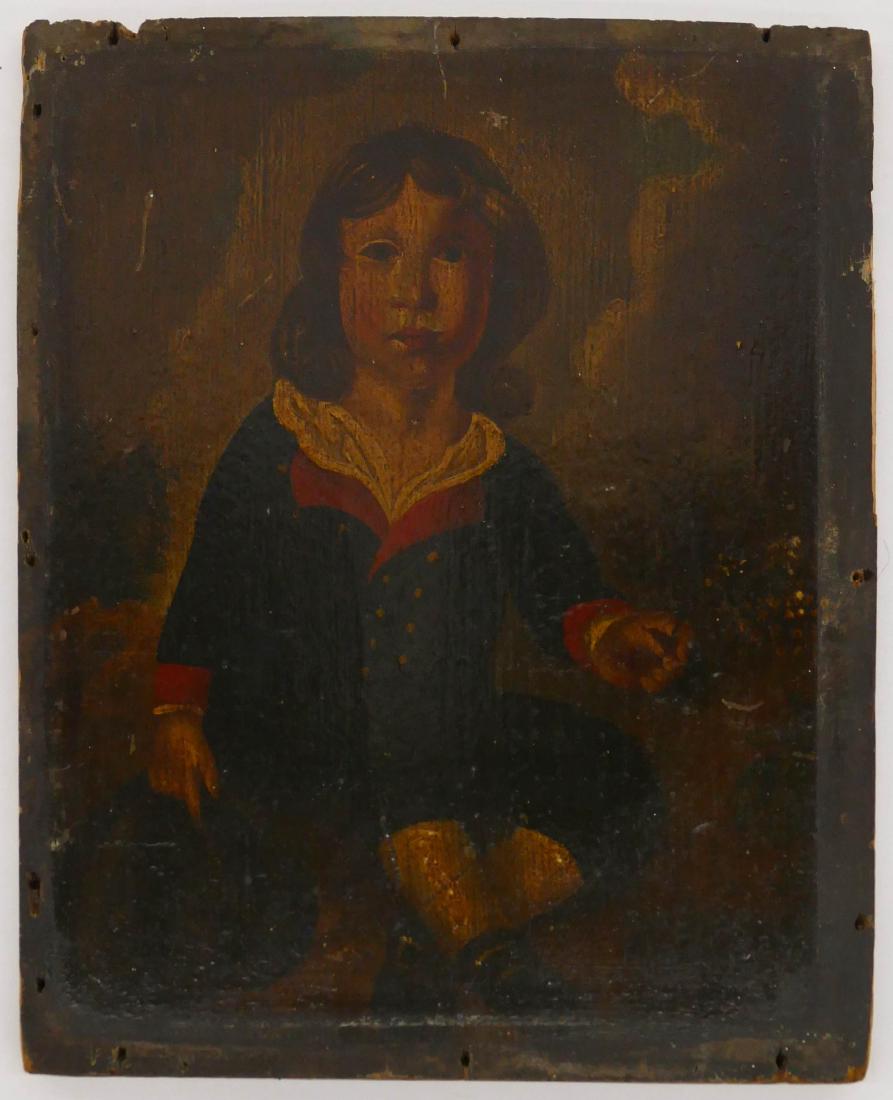 Spanish 18th Cent. Portrait Oil on Panel 11''x9''. An (1 of 3)