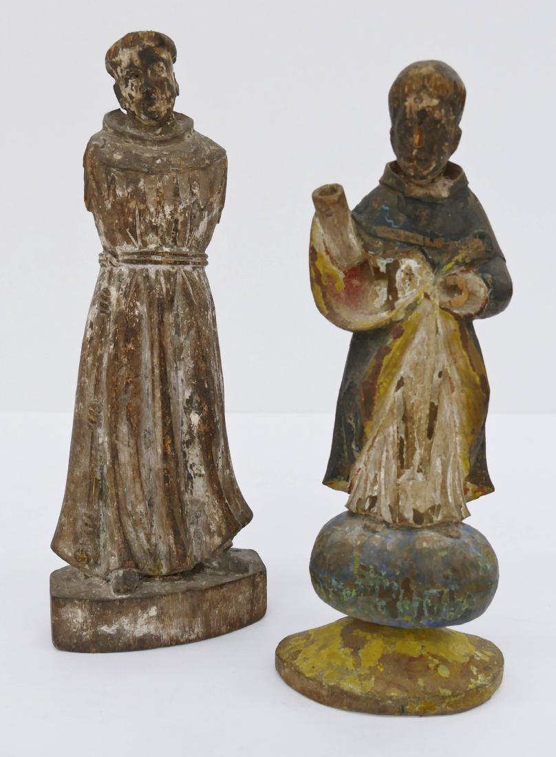2pc Italian 18th Cent. Santos Wood Figures 11'' and (1 of 2)