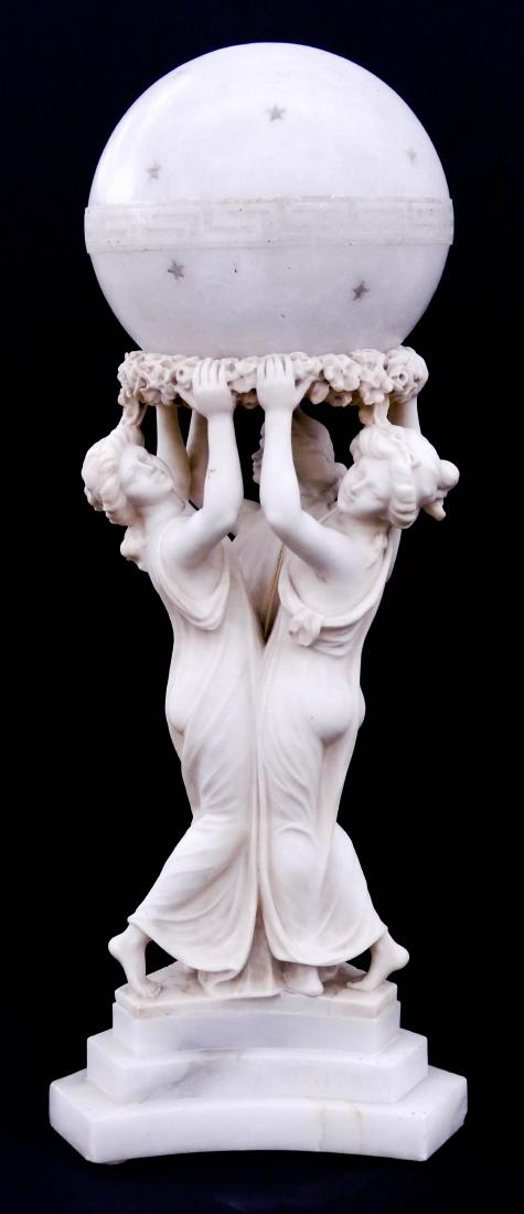 Ornate Italian Three Graces Alabaster Lamp 35''x14''. (1 of 3)