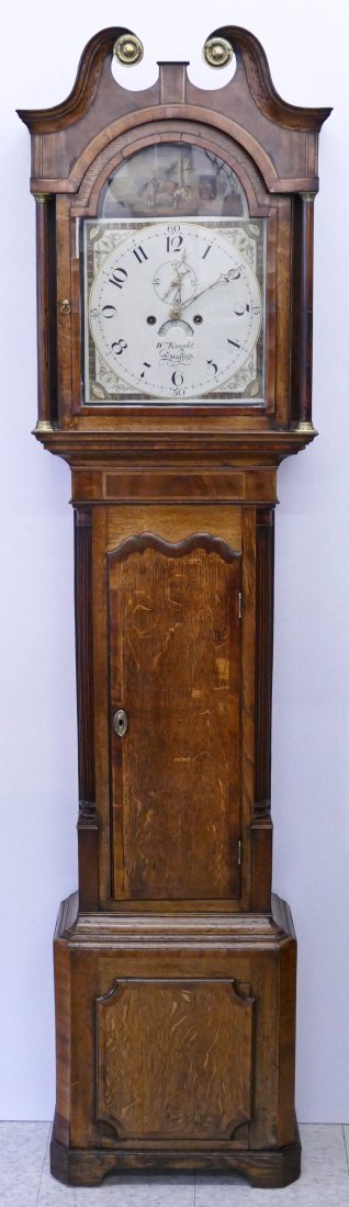 Georgian English Inlaid Oak Longcase Clock by William (1 of 3)