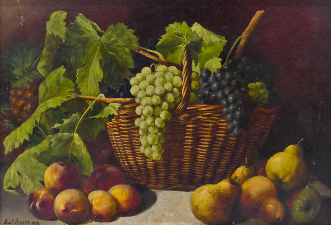 Charles Storer (1817-1907 American) Basket with Fruit (1 of 2)