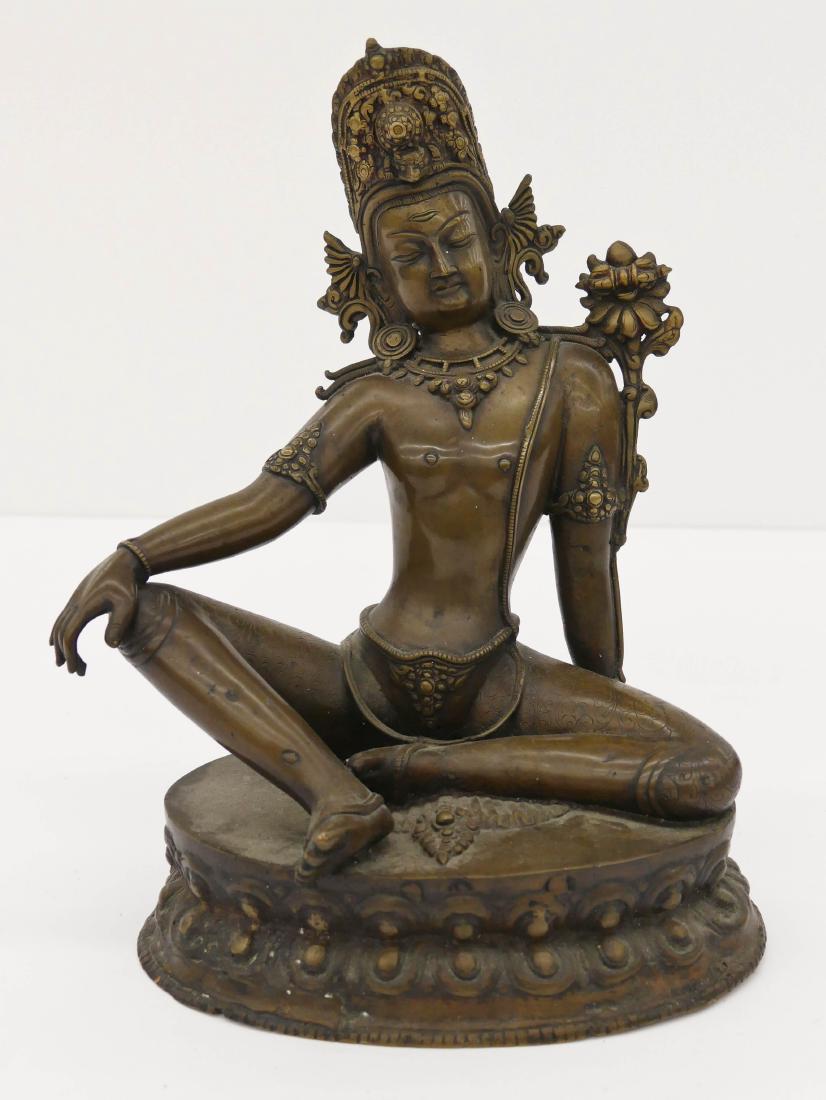 Nepalese Bronze Seated Indra God 12.5''x9.5''. Hindu (1 of 3)