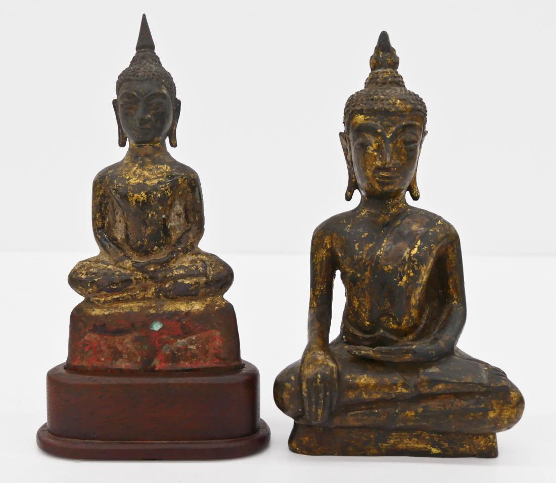 2pc Thai Ayutthaya Parcel Gilt Bronze Buddhas. Includes (1 of 4)