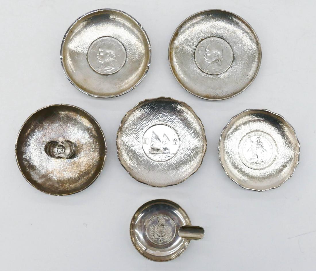 6pc Chinese Silver Dollar Coin Dishes 2.25'' to 3.75'' (1 of 3)
