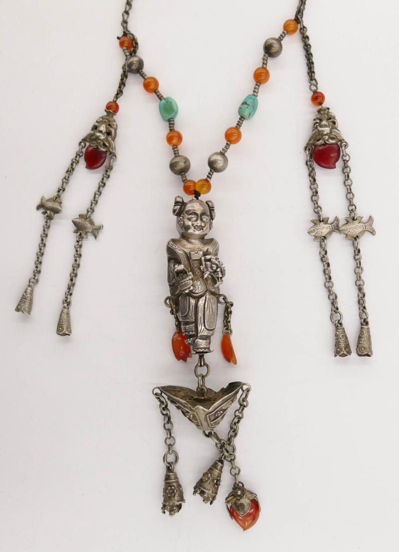 Chinese Silver Boy & Ingot Toggle Necklace. Includes a (1 of 3)