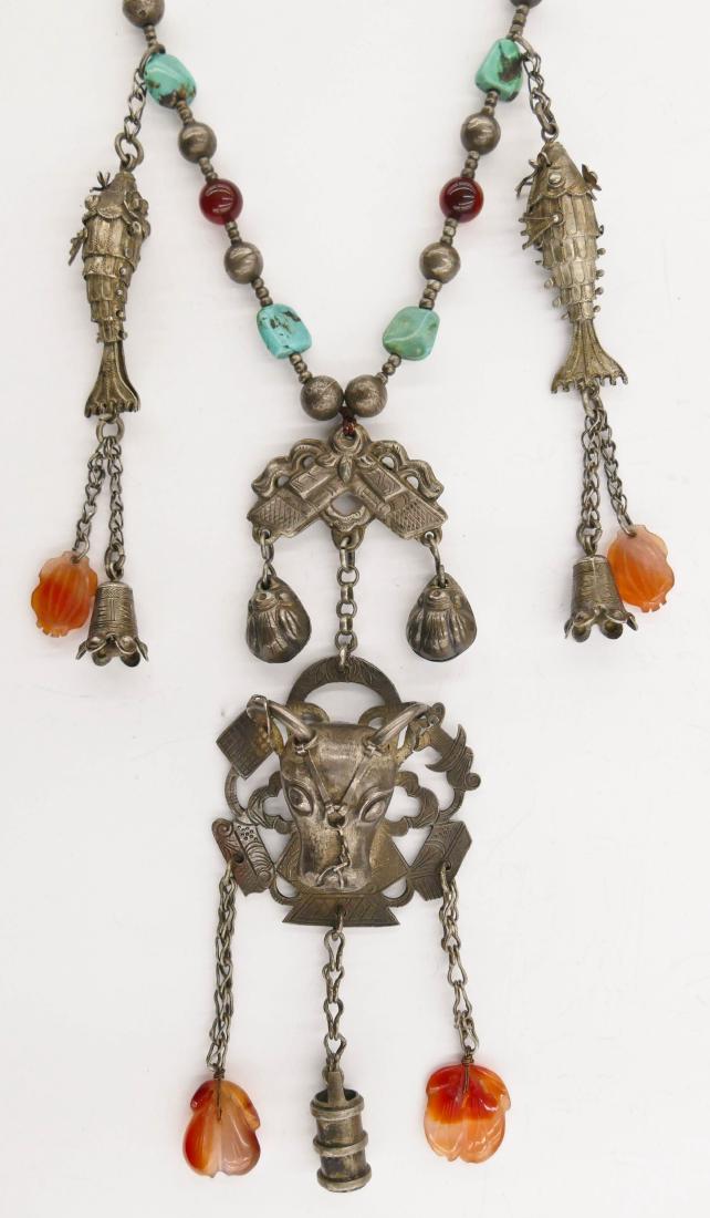 Chinese Silver Water Buffalo Toggle Necklace. Includes (1 of 3)