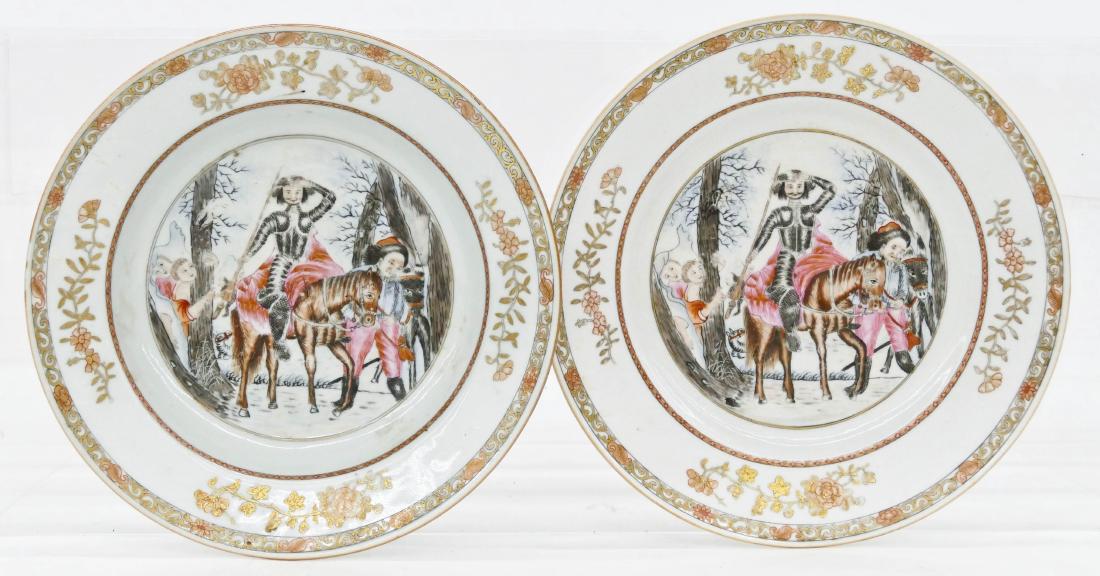 2pc Chinese Export Don Quixote Porcelain Plates 9'' (1 of 3)