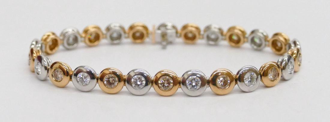 Lady's Platinum & 18k Diamond Bracelet 7''. Alternating (1 of 3)