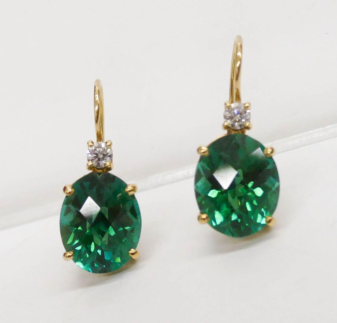 Pair Lady's 13ctw Green Tourmaline & Diamond Earrings (1 of 5)