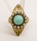Edwardian Lady's 14k Turquoise & Pearl Ring Size 7.