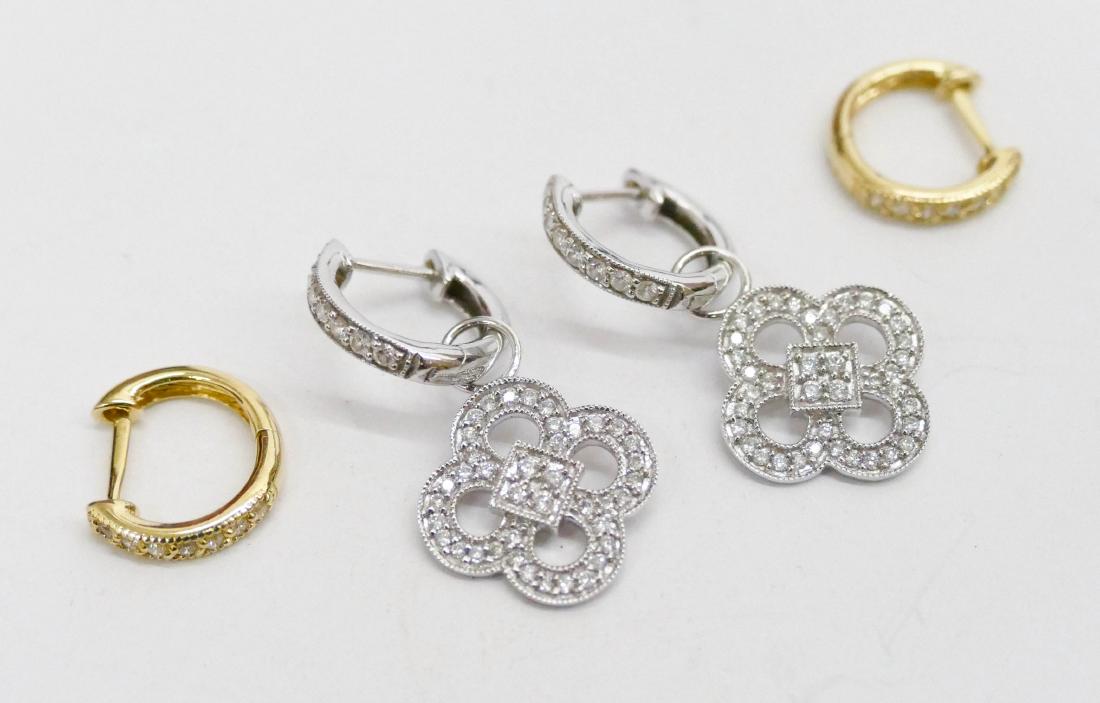 2 Pairs of JJF Lady's 18k Diamond Earrings. Includes a (1 of 2)