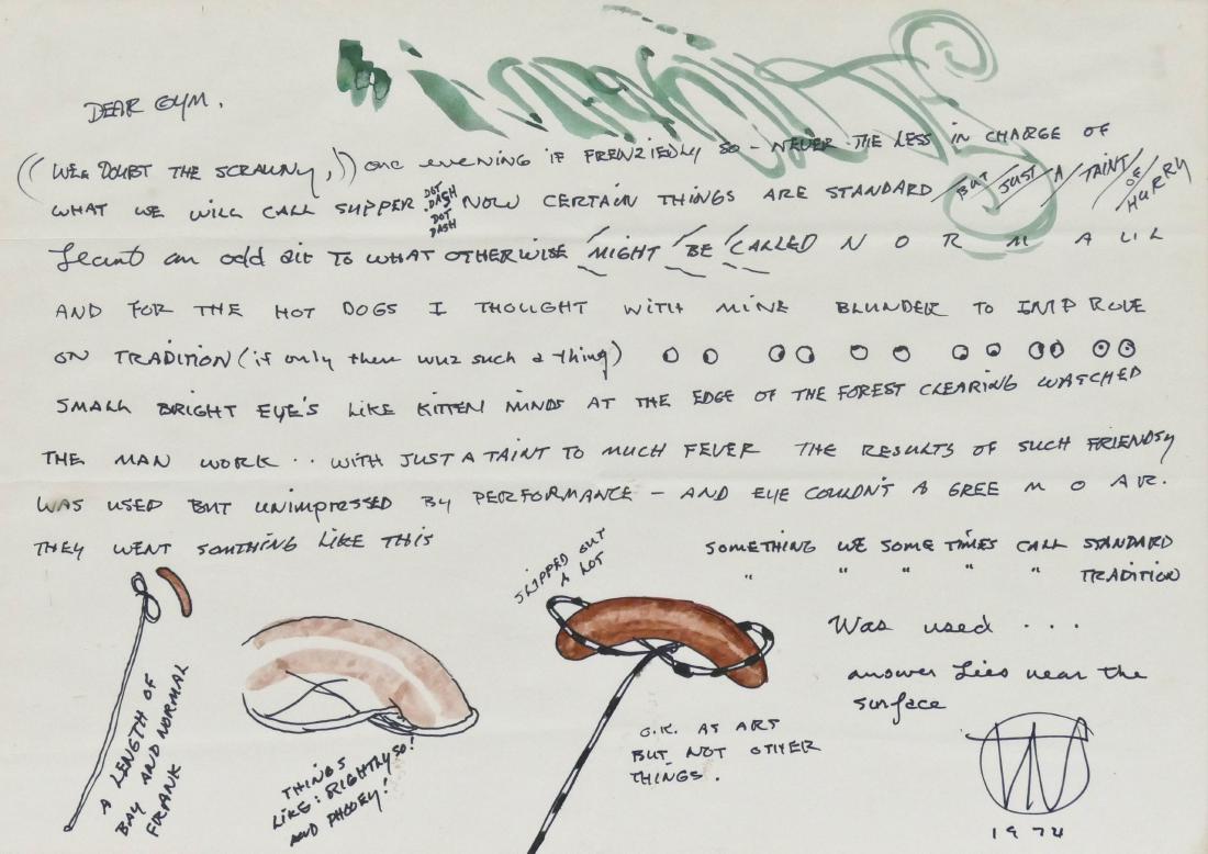 William Wiley (b.1937 American) Hot Dog Letter 1974 (1 of 2)