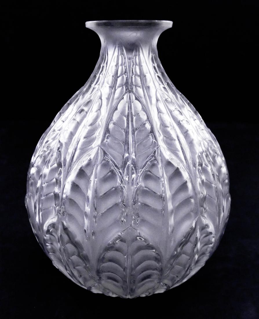 R. Lalique ''Malesherbes'' Frosted Glass Vase 9''x7''. (1 of 3)