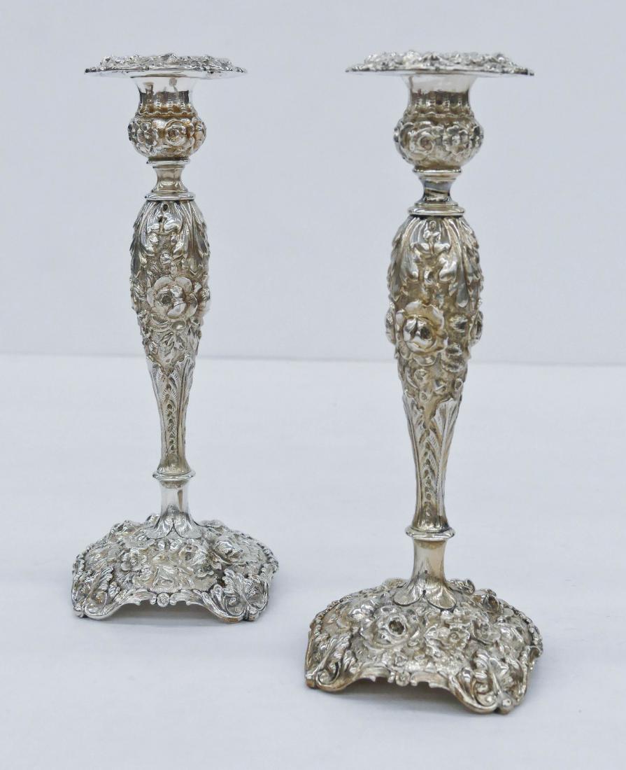 Pair Fine Stieff Repousse Sterling Table Candlesticks (1 of 4)