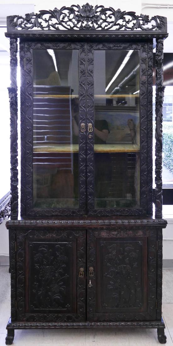 Impressive Chinese Rosewood Dragon Book Cabinet (1 of 10)