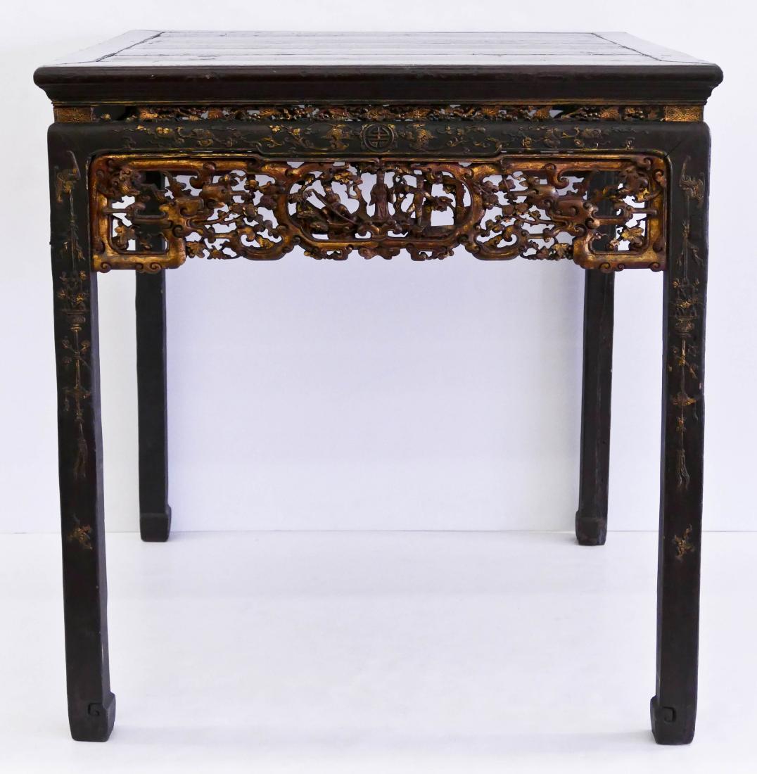 Chinese Square Gilt Lacquered Table 35''x33''x33''. (1 of 5)