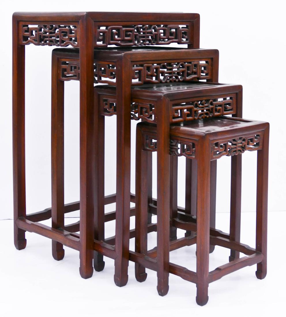 Set Chinese Rosewood Shou Nesting Tables (1 of 3)