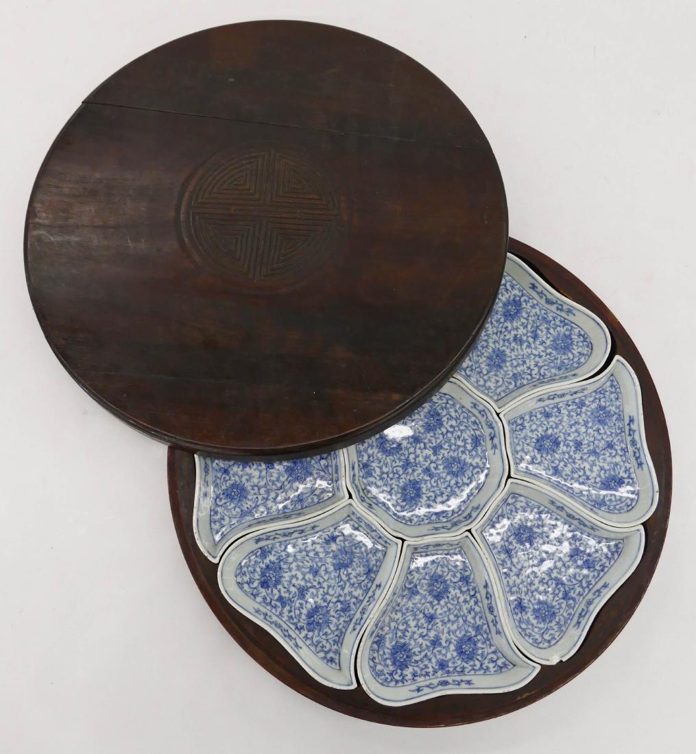 Chinese Porcelain Sweet Meat Set in Rosewood Box (1 of 6)