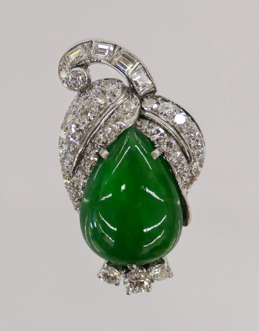 Fine Lady's Jadeite Platinum & Diamond Pendant (1 of 4)