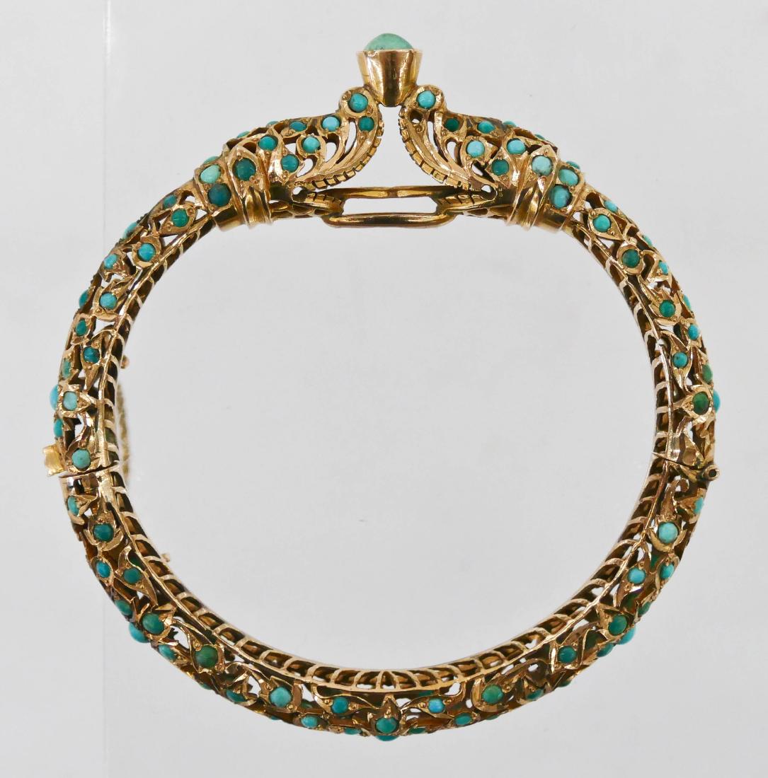 Heavy Indian 14k Jeweled Garuda Head Bracelet 3''x3''. (1 of 4)