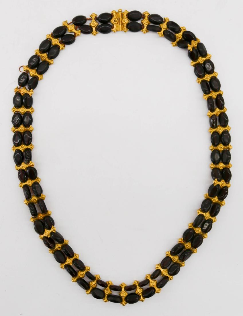 Ancient Persian Garnet Bead & Gold Necklace 22''. A (1 of 4)