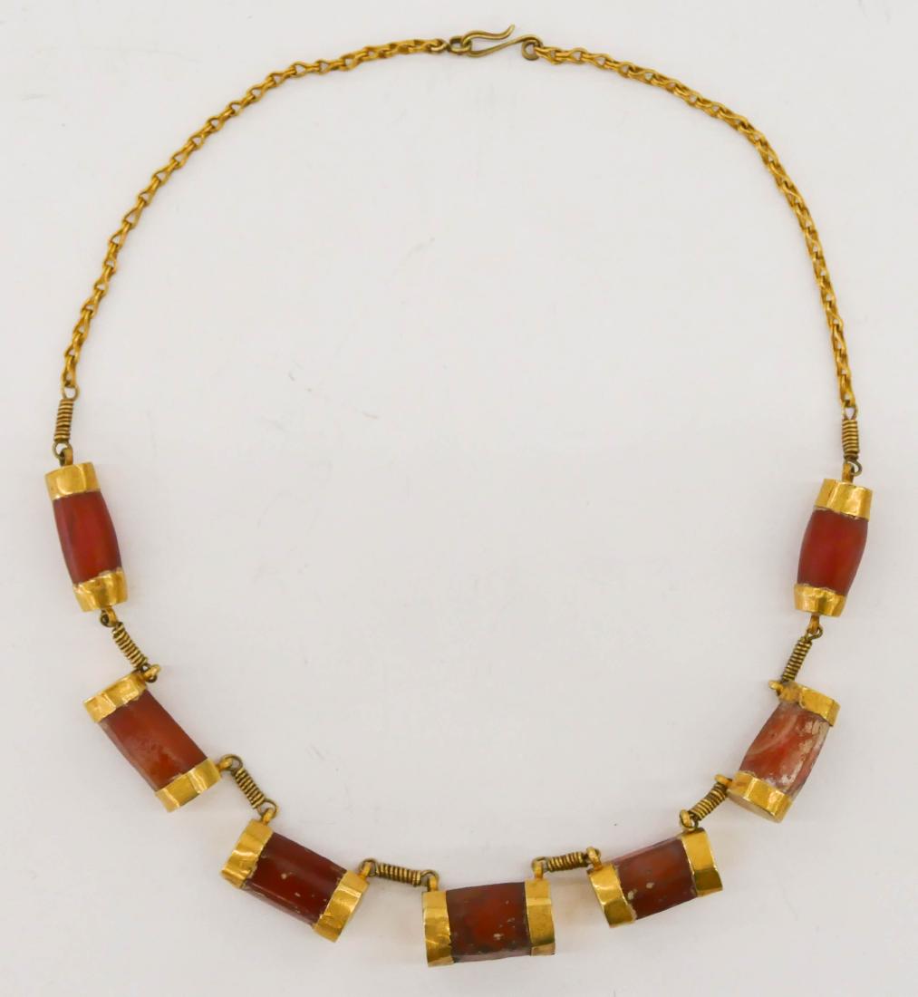 Ancient Persian Carnelian & Gold Necklace 19''. (1 of 3)