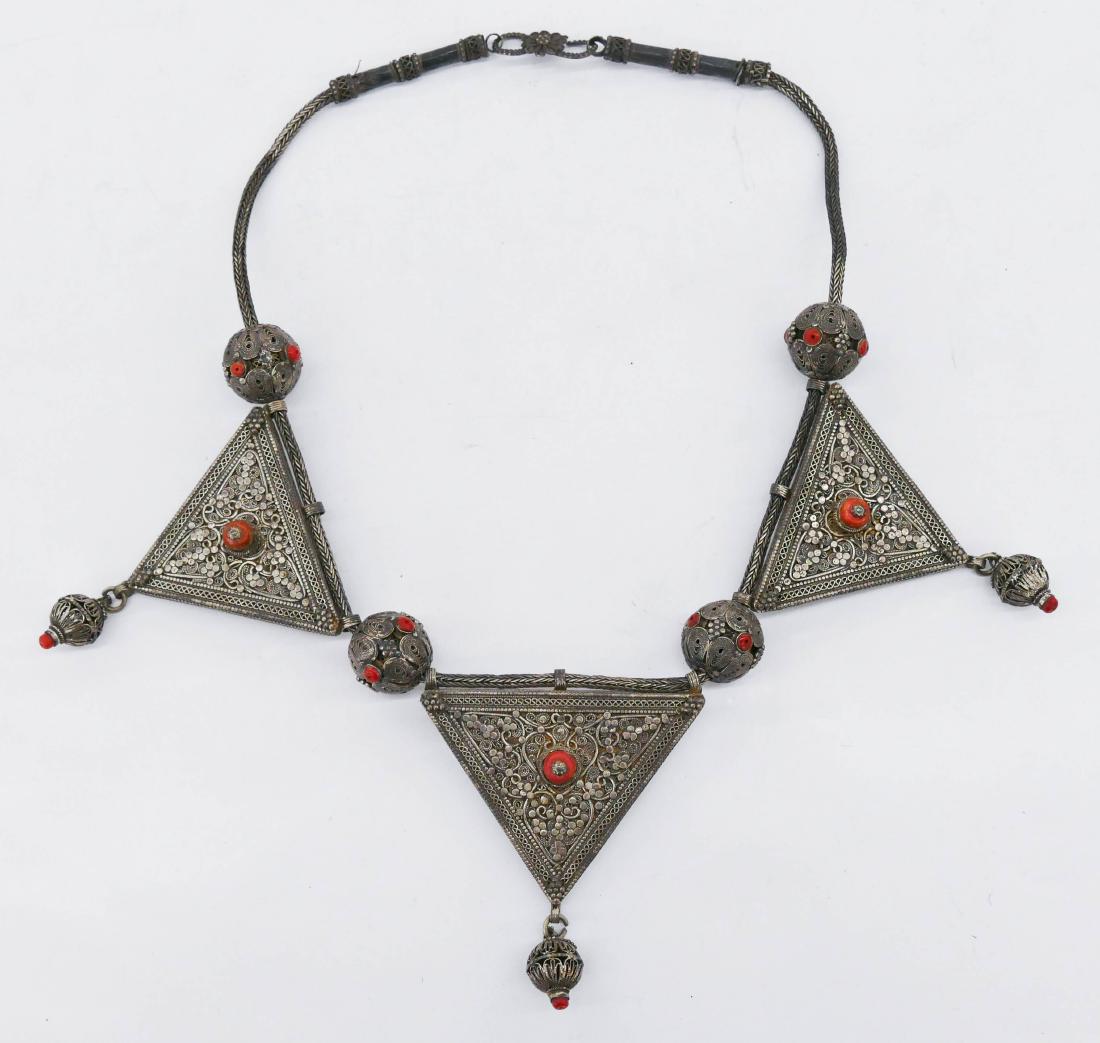 Tibetan Coral & Silver Large Necklace 28''. Includes (1 of 4)