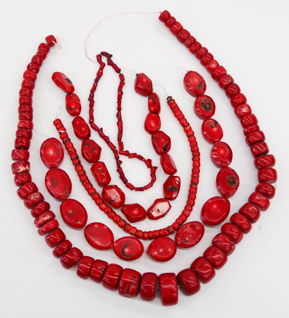 5pc Strands of Red Coral Beads .25'' to 1.25'' Long (1 of 2)