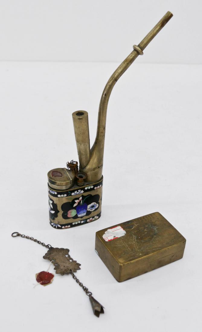 3pc Chinese Opium Pipe, Ink Box, & Toggle. Includes an (1 of 5)