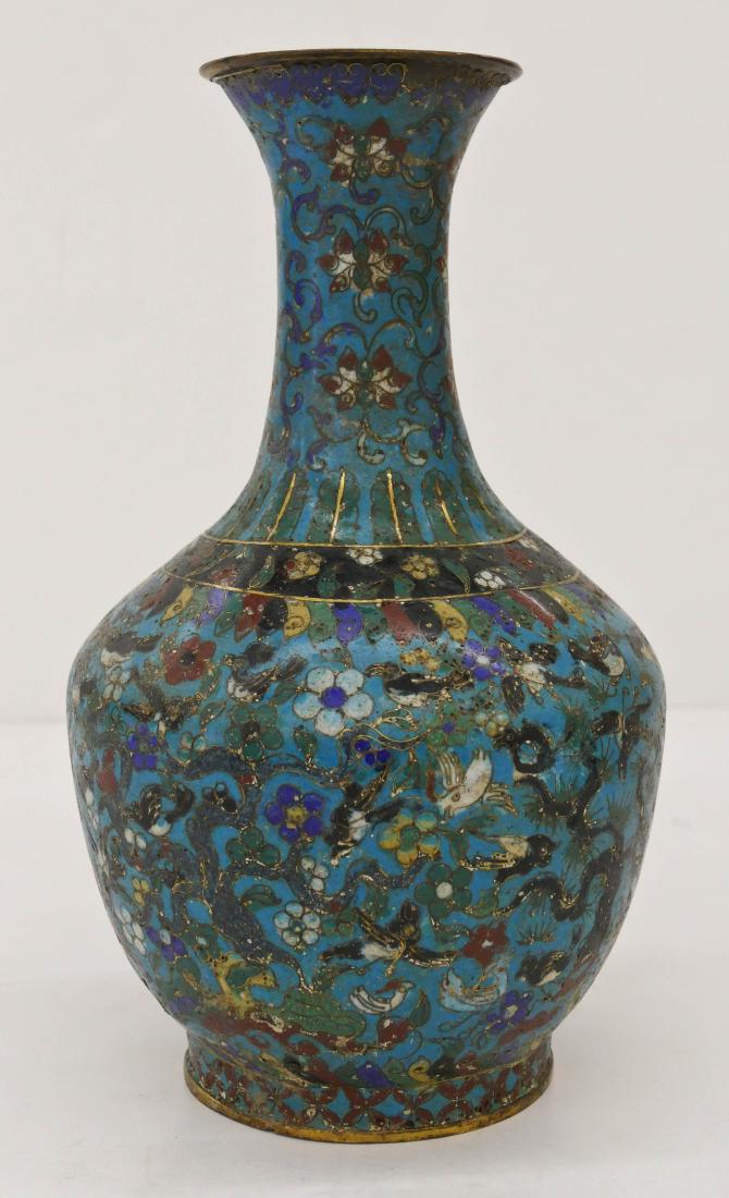 Chinese Ming Cloisonne Bottle Vase 12''x7''. An early (1 of 4)