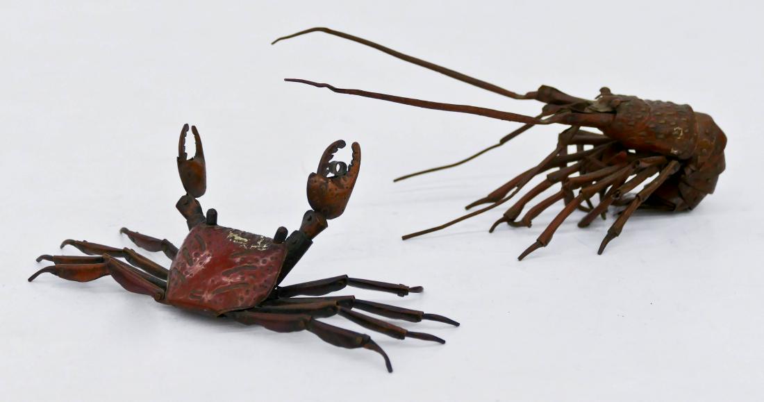 2pc Japanese Articulated Copper Sea Life. Includes a (1 of 7)