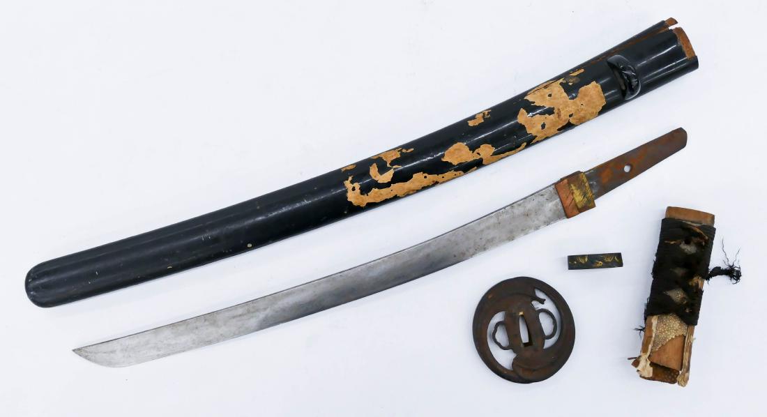 Japanese Shoto Short Sword Parts. Includes an unsigned (1 of 2)