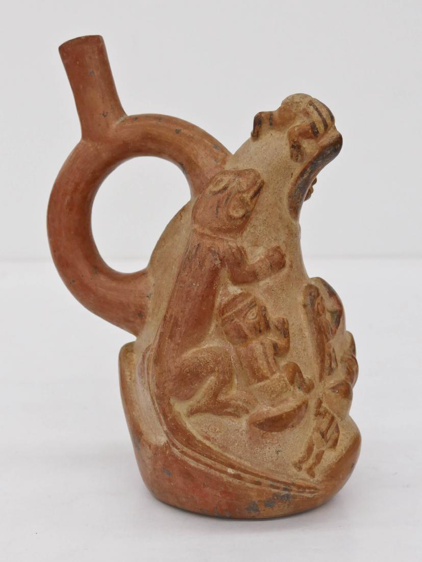 Moche Lizard & Human Figure Stirrup Vessel (1 of 3)