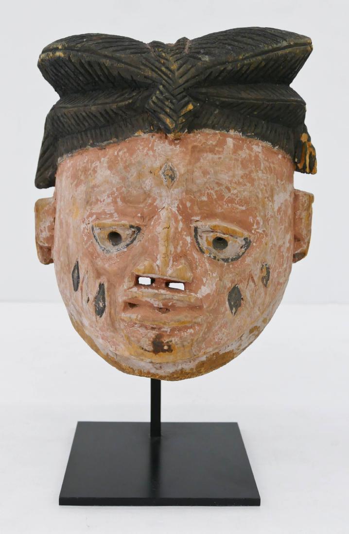 African Kwese Mbala Helmet Mask on Stand 14''x9.5''. A (1 of 4)