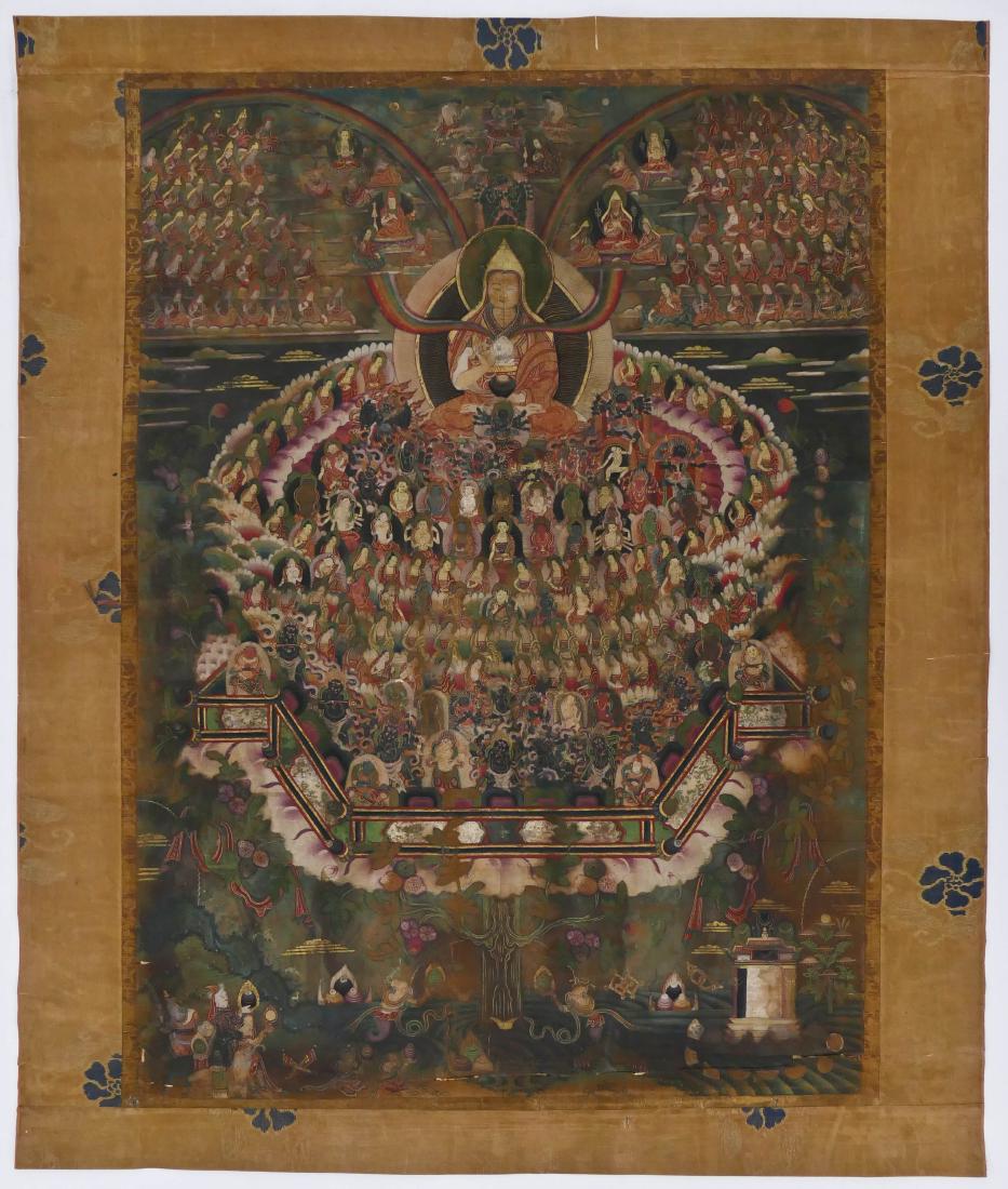 Tibetan Seated Lama Buddhist Thangka 30.5''x25.5''. (1 of 12)