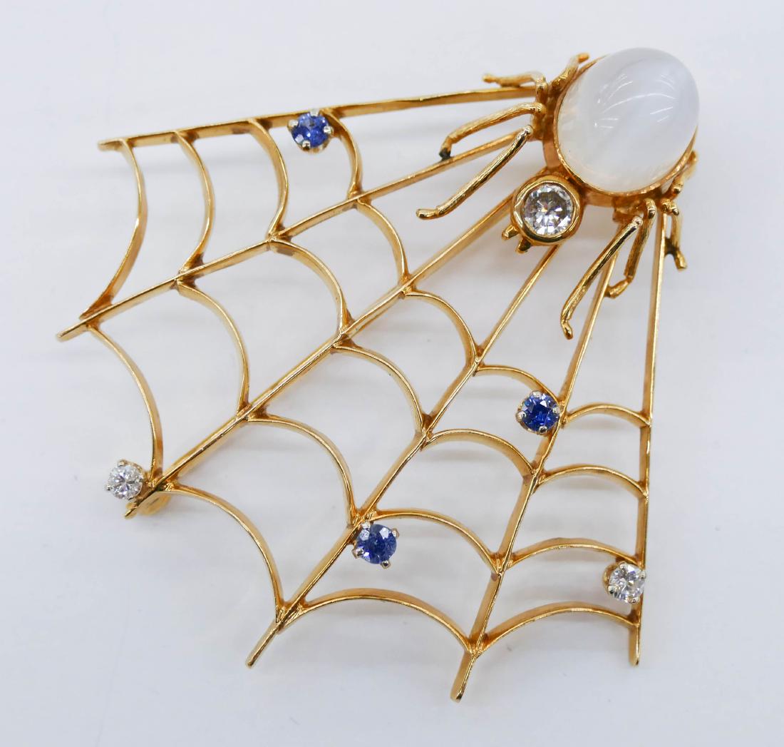 Lady's Spider Web 14k Diamond, Sapphire & Moonstone (1 of 3)