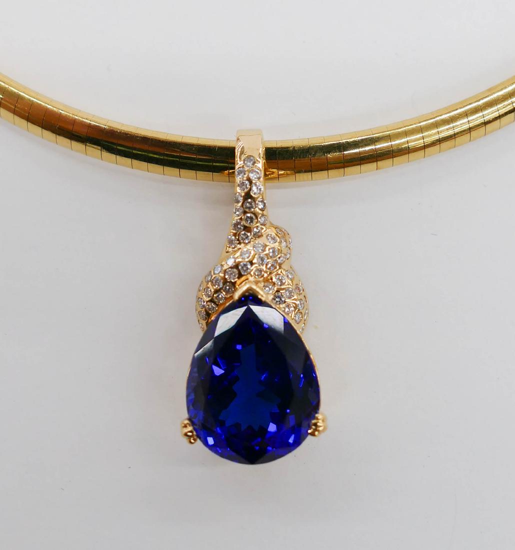 Lady's 16.8ct Tanzanite & Diamond 18k Pendant Necklace (1 of 5)