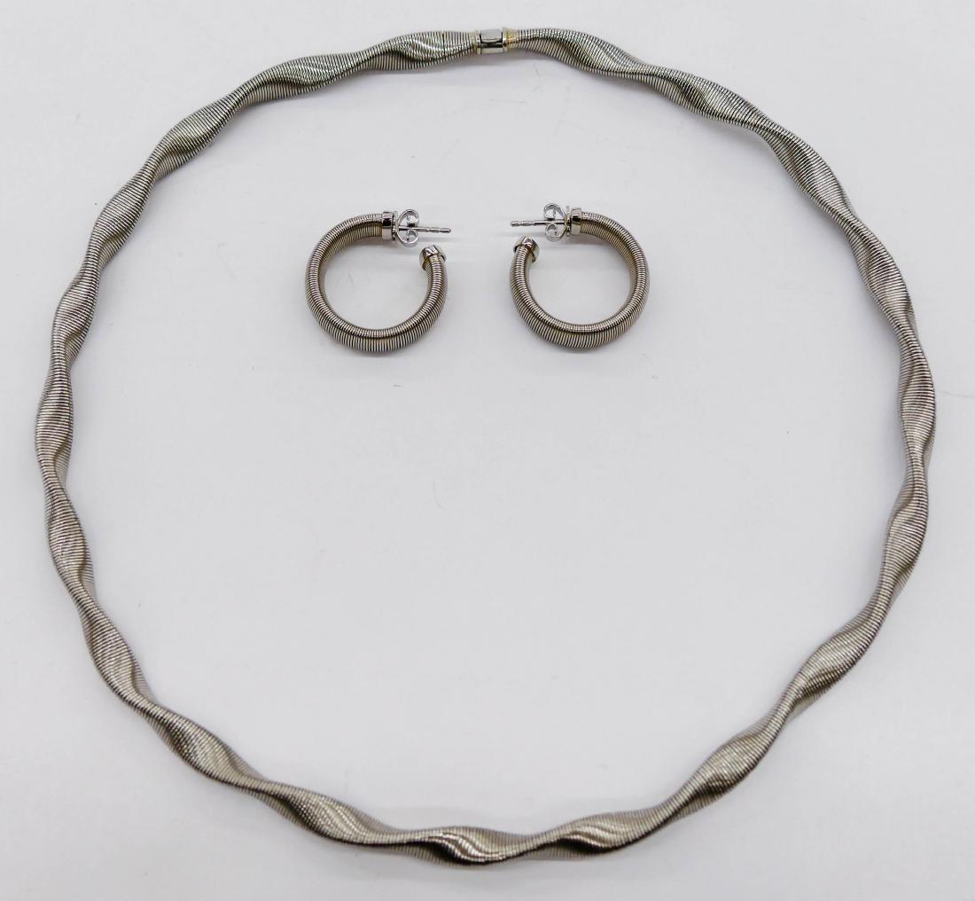 Lady's Platinum Twist Snake Link Necklace & Earring (1 of 3)