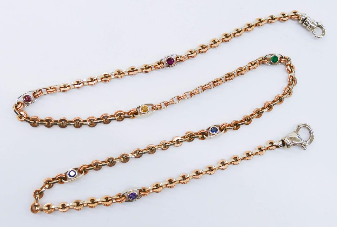 Lady's 18k Multi-Stone Chain Link Necklace 20''. It is (1 of 7)