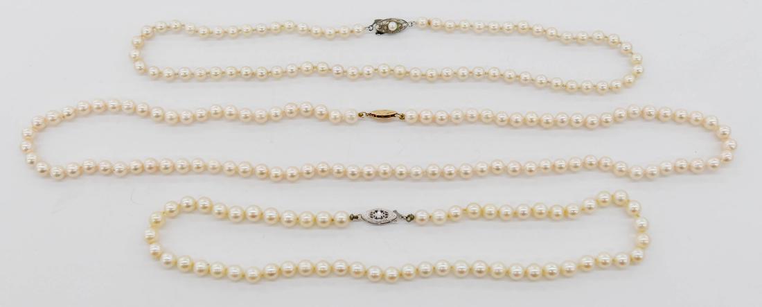 3pc Lady's Saltwater Pearl Necklaces. Includes a 22'' (1 of 2)