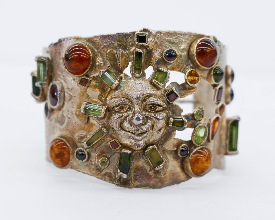 San Francisco Sun Sterling & Stone Art Cuff Bracelet (1 of 4)