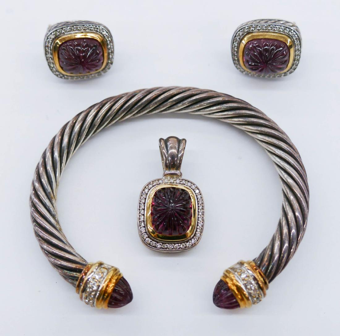 David Yurman 18k Sterling Pink Tourmaline & Diamond (1 of 4)